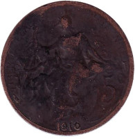Монета 5 сантимов. 1910 год, Франция.