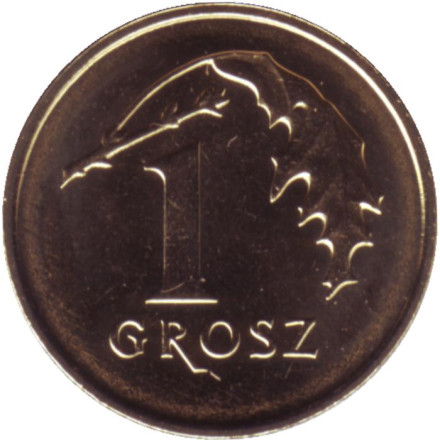 Монета 1 грош. 2021 год, Польша.