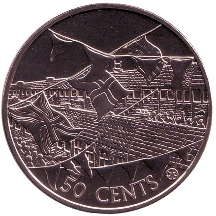 Монета 50 центов. 2002 год, Острова Кука. 50 лет правления Королевы Елизаветы II.