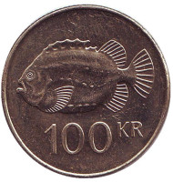 Монета 100 крон. 2007 год, Исландия. Пинагор. Монета 100 крон. 2007 год, Исландия. Пинагор.