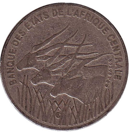 Монета 100 франков. 2003 год, Центральные Африканские штаты. Африканские антилопы. (Западные канны).