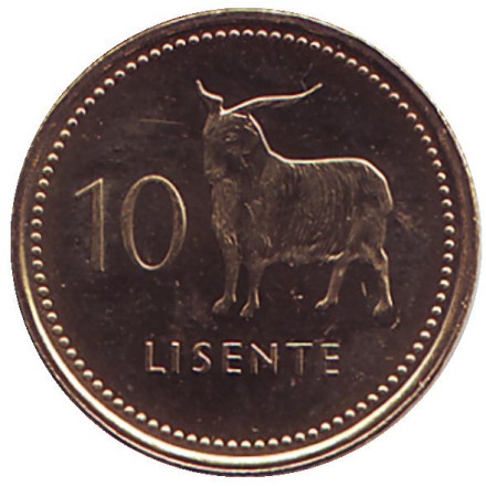 Монета 10 лисенте. 2018 год, Лесото. Ангорская коза.