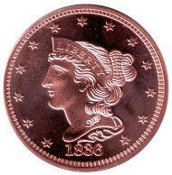 Голова свободы. Монетовидный жетон. Унция меди 999. США. Голова свободы. Монетовидный жетон. Унция меди 999. США.