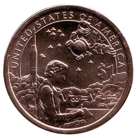 Монета 1 доллар, 2019 год (D), США. Сакагавея. Индейцы в космической программе. Серия "Коренные американцы".