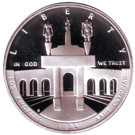 Монета 1 доллар. 1984 год (S), США. Proof. XXIII летние Олимпийские Игры, Лос-Анджелес 1984.