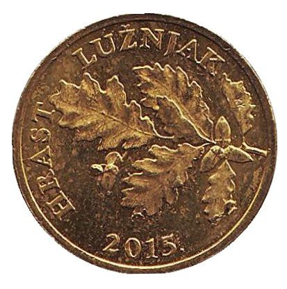 Монета 5 лип. 2015 год, Хорватия. Дуб черешчатый.