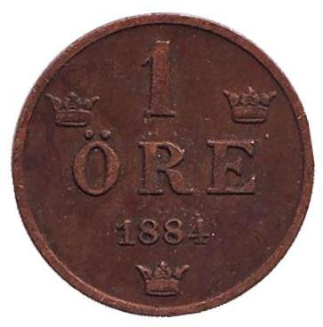 Монета 1 эре. 1884 год, Швеция.