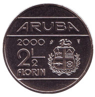 Монета 2,5 флорина. 2000 год, Аруба. Монета 2,5 флорина. 2000 год, Аруба.