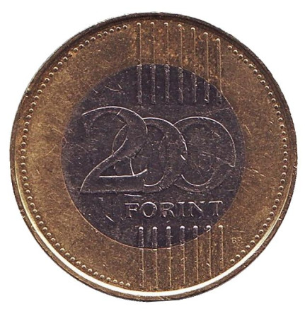 Монета 200 форинтов. 2016 год, Венгрия. Цепной мост (Сеченьи Ланцхид).