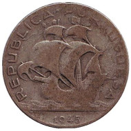 Монета 2,5 эскудо. 1945 год, Португалия. Парусник. Монета 2,5 эскудо. 1945 год, Португалия. Парусник.