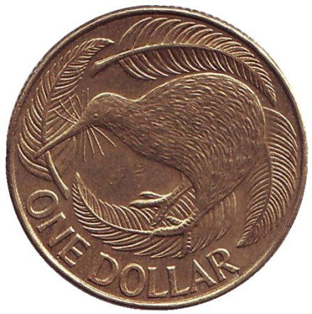 Монета 1 доллар. 2010 год, Новая Зеландия. Киви (птица).
