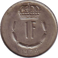 Монета 1 франк. 1978 год, Люксембург. 