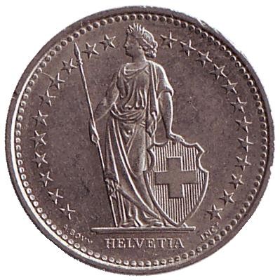 Монета 1/2 франка. 1991 год, Швейцария. Монета 1/2 франка. 1991 год, Швейцария.