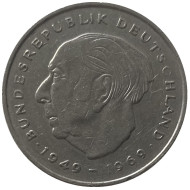 Монета 2 марки. 1975 год (J), ФРГ. Теодор Хойс. Монета 2 марки. 1975 год (J), ФРГ. Теодор Хойс.