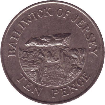 Монета 10 пенсов, 1989 год, Джерси. Дольмен.
