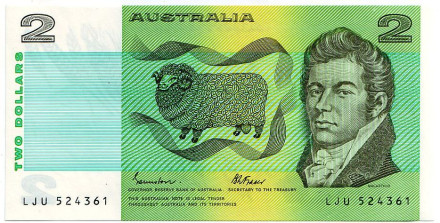 Банкнота 2 доллара. 1972-1985 гг., Австралия. Джон Макартур.