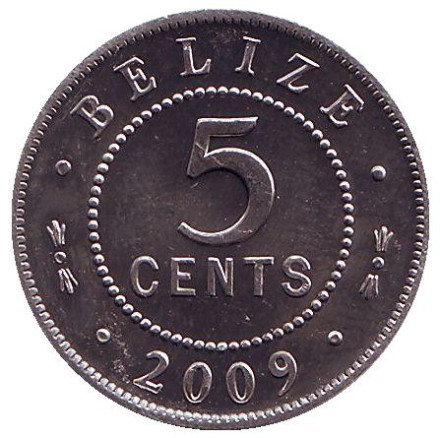 Монета 5 центов. 2009 год, Белиз. UNC
