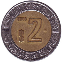 Монета 2 песо. 2000 год, Мексика.