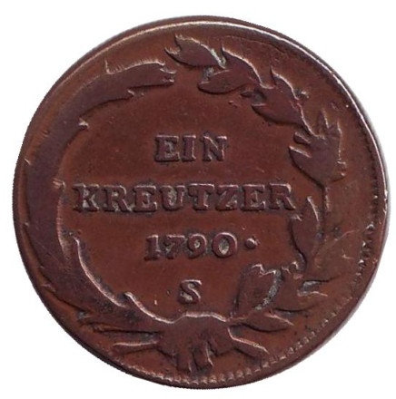 Монета 1 крейцер. 1790 год (S), Священная Римская империя.