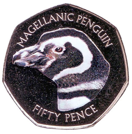 Монета 50 пенсов. 2018 год, Фолклендские острова. Магелланов пингвин.