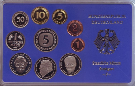 Набор монет ФРГ (10 шт.). 1996 год. (F), ФРГ. Пруф!