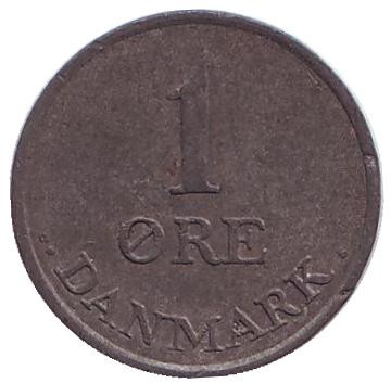 Монета 1 эре. 1966 год, Дания.