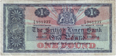 Банкнота 1 фунт. 1962 год, Шотландия.