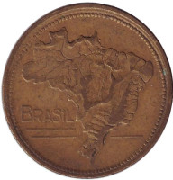 Карта Бразилии. Монета 1 крузейро. 1947 год, Бразилия.