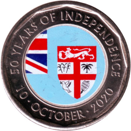 Монета 50 центов. 2020 год, Фиджи. 50 лет независимости.