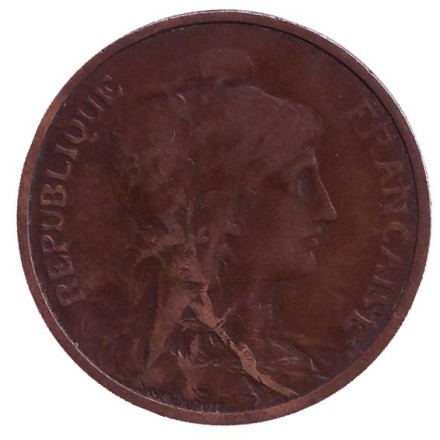 Монета 5 сантимов. 1913 год, Франция. Монета 5 сантимов. 1913 год, Франция.