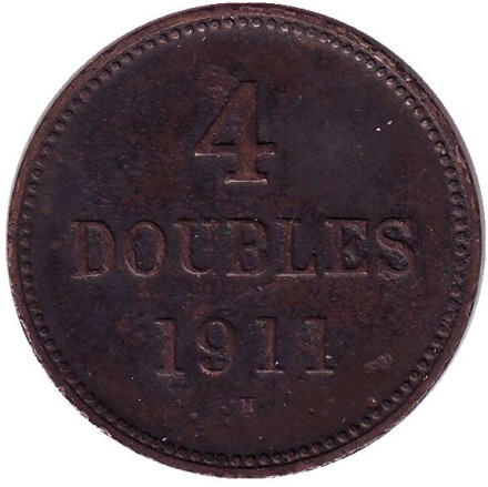 Монета 4 дубля. 1911 год, Гернси.