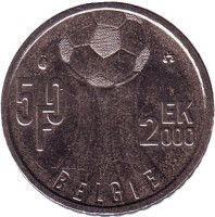 Чемпионат Европы по футболу. Монета 50 франков. 2000 год, Бельгия. (Belgie) 
