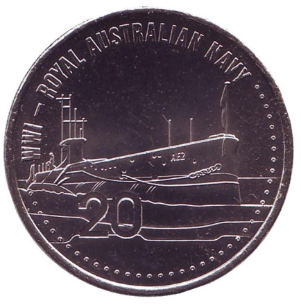 Монета 20 центов. 2015 год, Австралия. Королевский австралийский флот. АНЗАК.