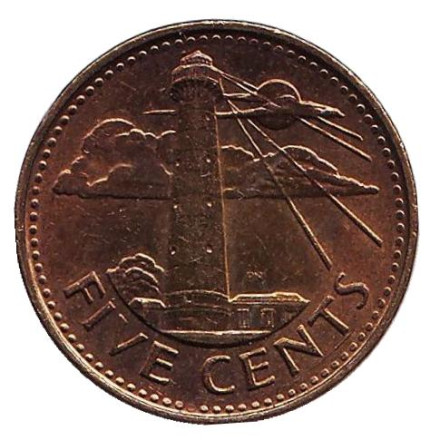 Монета 5 центов. 2011 год, Барбадос. Маяк.