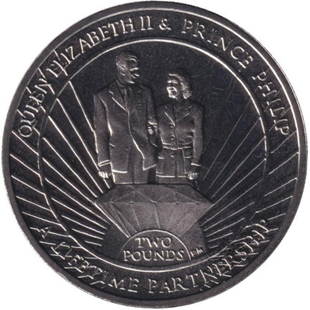 Монета 2 фунта. 2011 год, Южная Георгия и Южные Сандвичевы острова. 85 лет со дня рождения Королевы Елизаветы II.