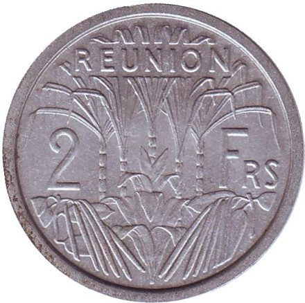 Монета 2 франка. 1973 год, Реюньон.