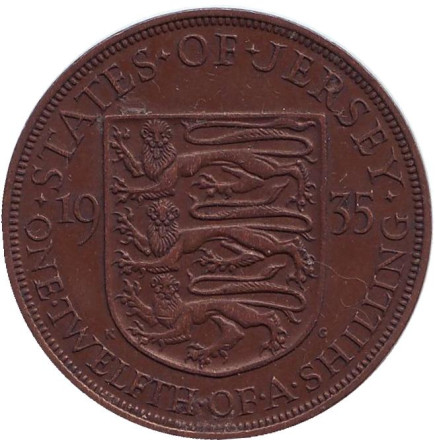 Монета 1/12 шиллинга. 1935 год, Джерси.