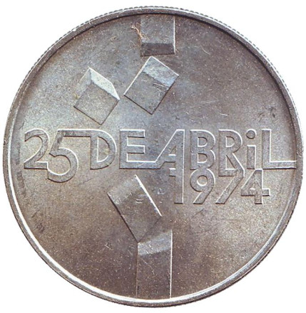 Монета 100 эскудо. 1974 год, Португалия. Революция гвоздик.