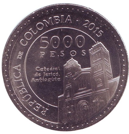 Монета 5000 песо. 2015 год, Колумбия. Лаура Святой Екатерины Сиенской. Монета 5000 песо. 2015 год, Колумбия. Лаура Святой Екатерины Сиенской.