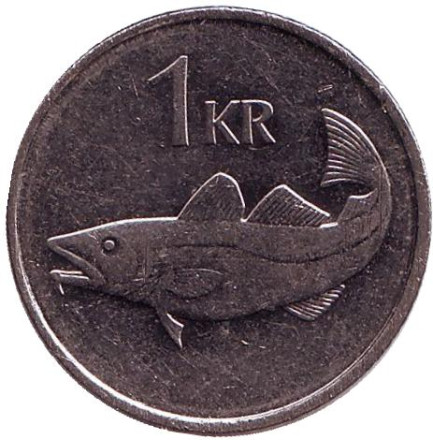 Монета 1 крона. 2006 год, Исландия. Треска.