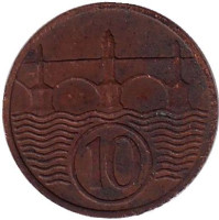 Монета 10 геллеров. 1937 год, Чехословакия.