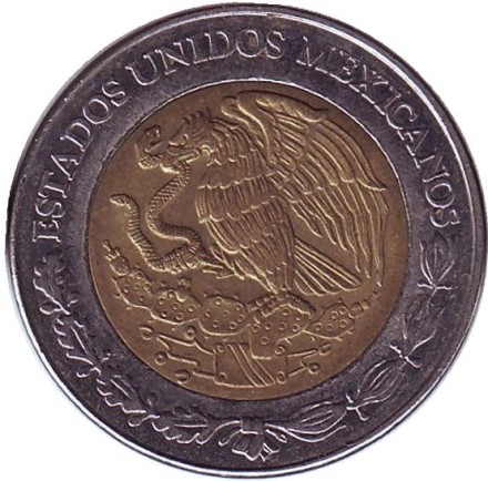 Монета 5 песо. 2005 год, Мексика. Монета 5 песо. 2005 год, Мексика.