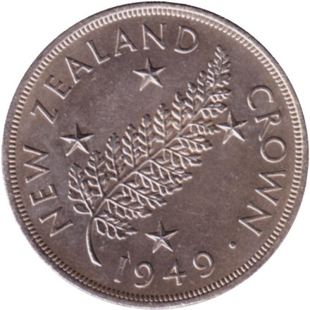 Монета 1 крона (5 шиллингов). 1949 год, Новая Зеландия. UNC.