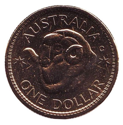 Монета 1 доллар. 2011 год, Австралия. (Отметка: "C") Голова барана Меринос. Австралийская шерсть.