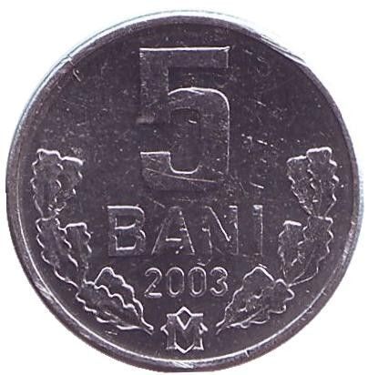 Монета 5 бани. 2003 год, Молдавия.