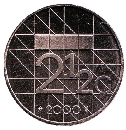 Монета 2,5 гульдена. 2000 год, Нидерланды. BU.