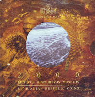 Банковский набор монет Литвы (6 шт.) 2000 года в буклете.