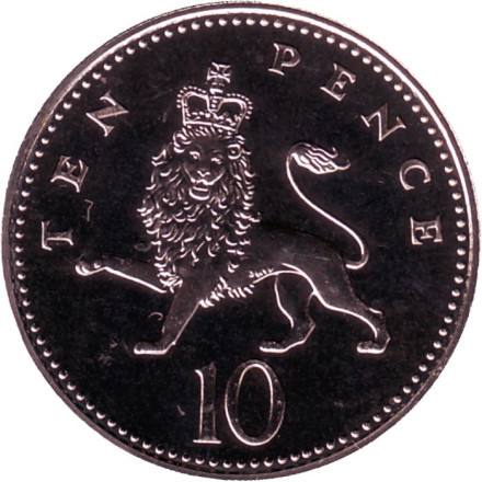 Монета 10 пенсов. 2000 год, Великобритания. BU.