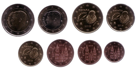 Набор монет евро (8 шт). 2016 год, Испания.