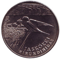 Ласточка. Всемирная природа. Монета 20000 злотых, 1993 год, Польша.